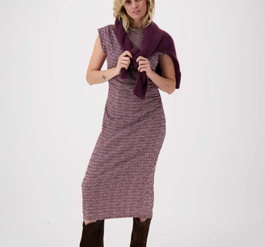 jersey jurk met grafische print | wit / port