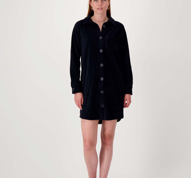 jersey corduroy long blouse | navy