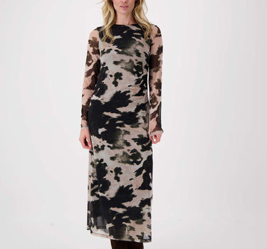 mesh jurk met print | multicolor