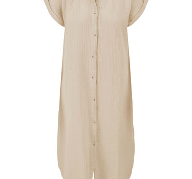 mousseline doorknoop jurk | off white