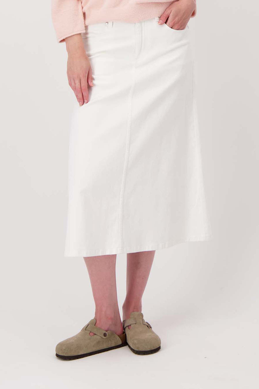 wide jeans skirt | off white