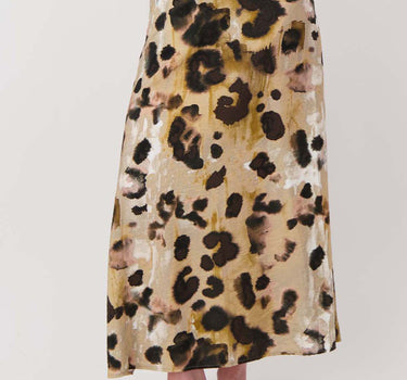 Weiter Rock mit Fleckenmuster | Schokoladenbraun / Sandfarben / Hellrosa