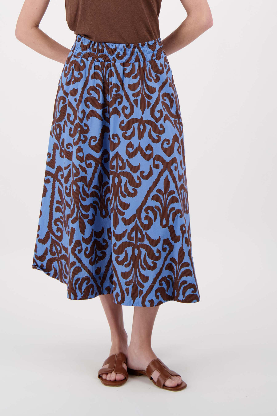 fladder rok  ikat print | blue / brown