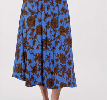 flowy skirt  ikat print | blue / brown