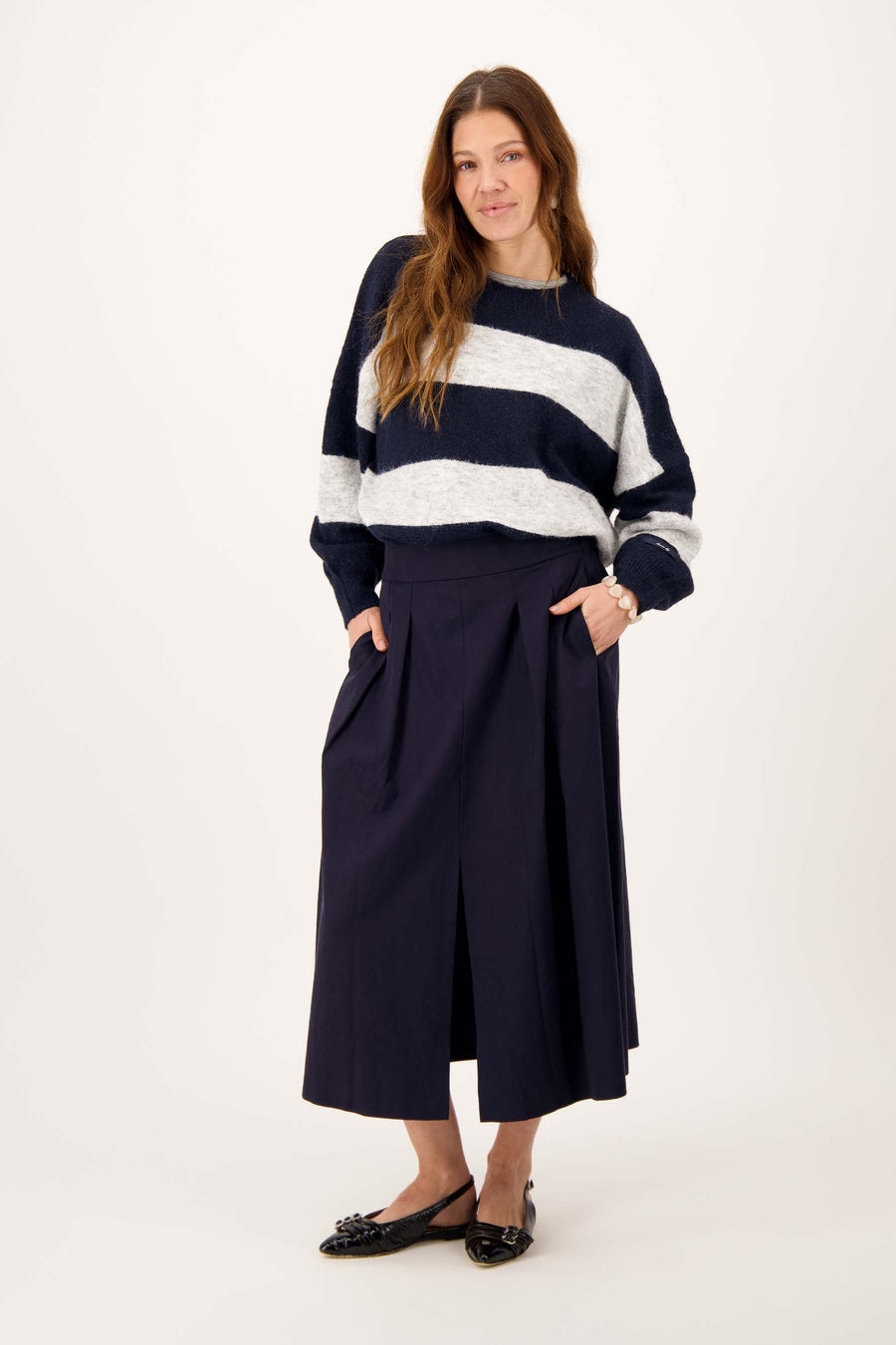 rok met plooien | dark navy