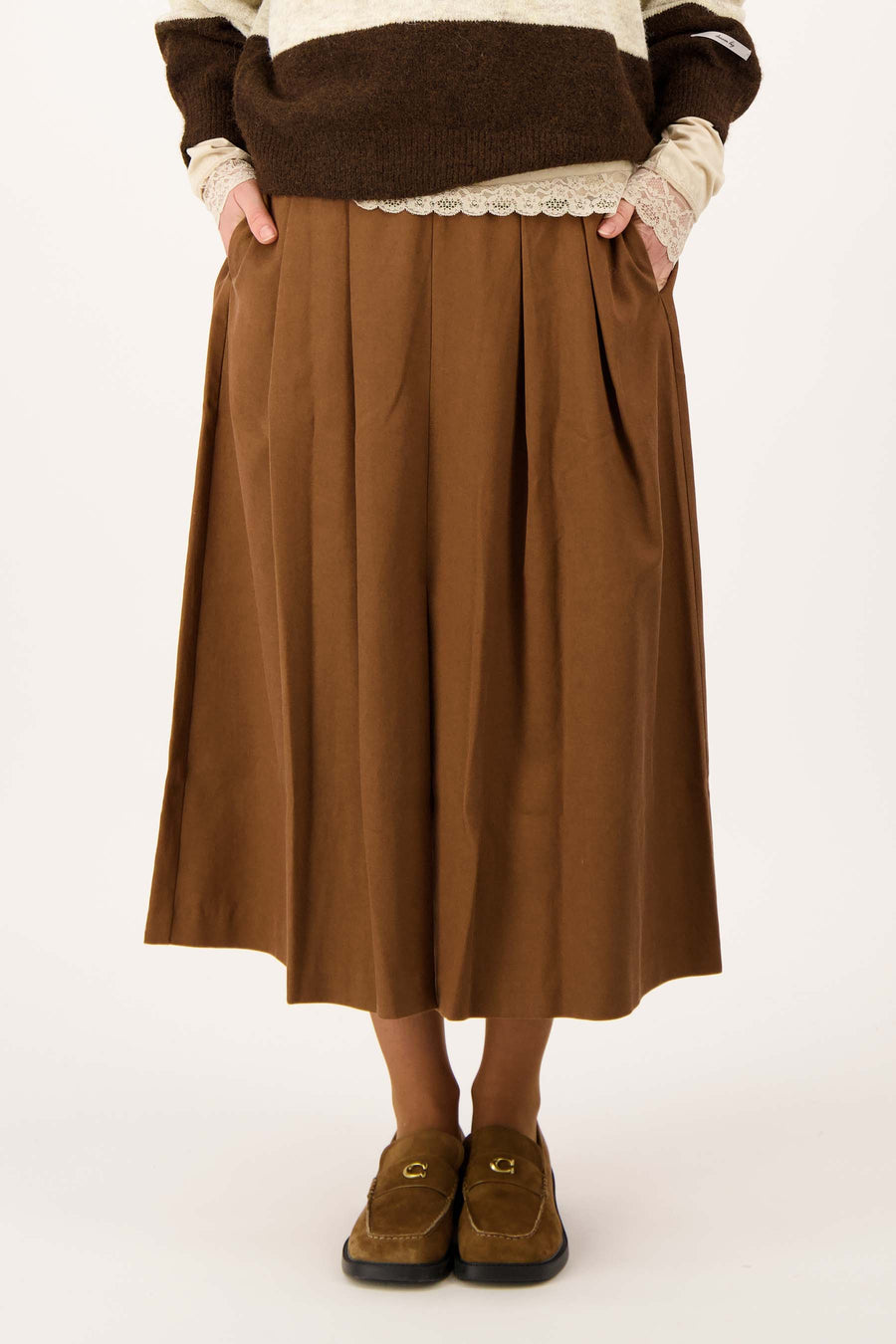 rok met plooien | hazelnut