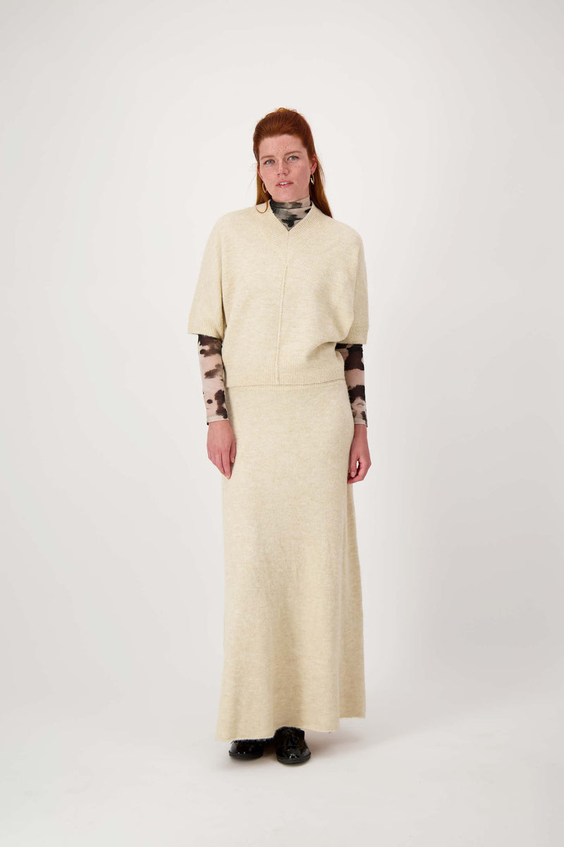 lange gebreide rok | beige