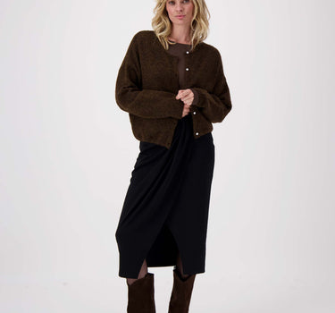 wrap skirt with pleats | black