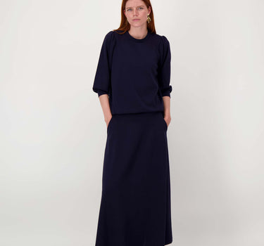 lange rok van jogstof | navy