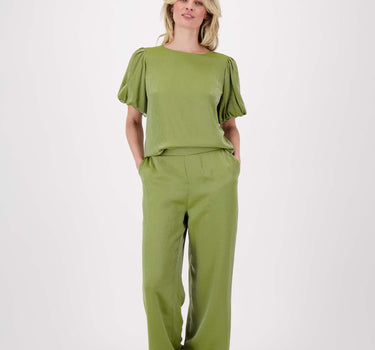 weite Satinhose | Avocado