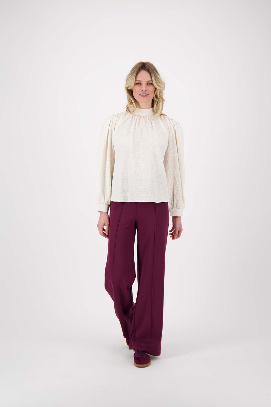broek met naad | aubergine