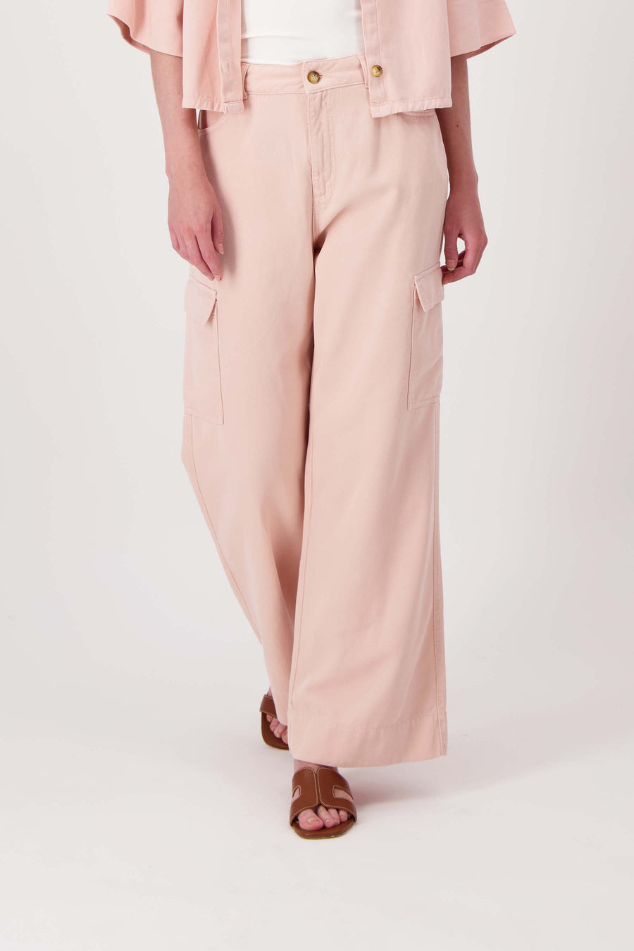 cargo broek wijd model | light pink