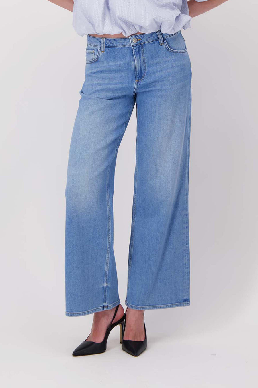 wide-leg jeans | mid-blue denim