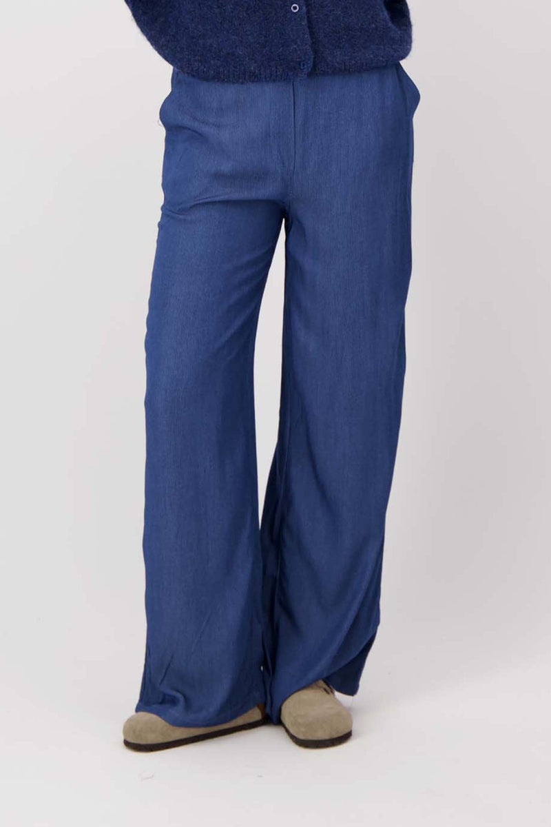 broek van denim tencel met streep | mid blue denim