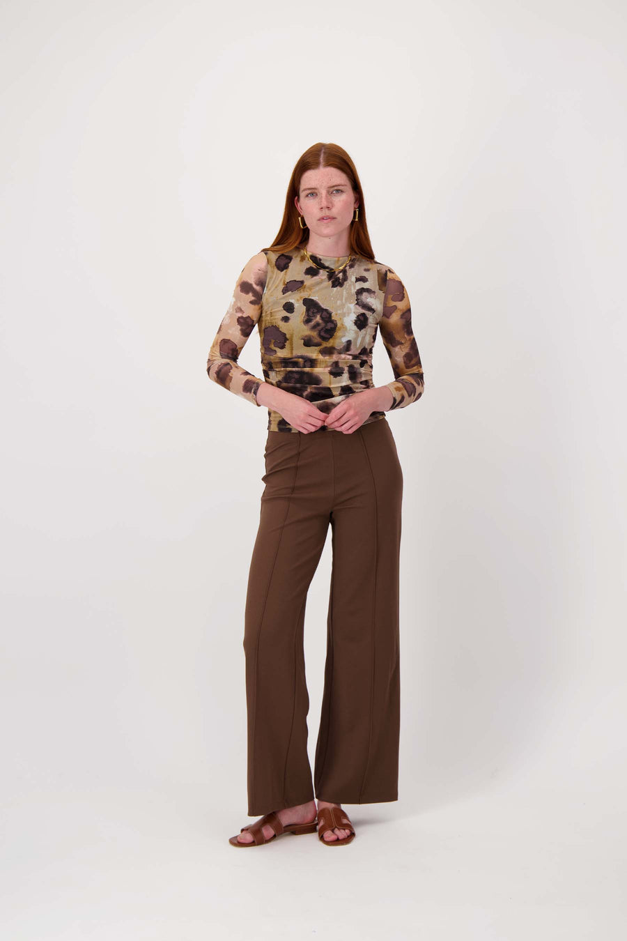 stretch broek met naad | choco