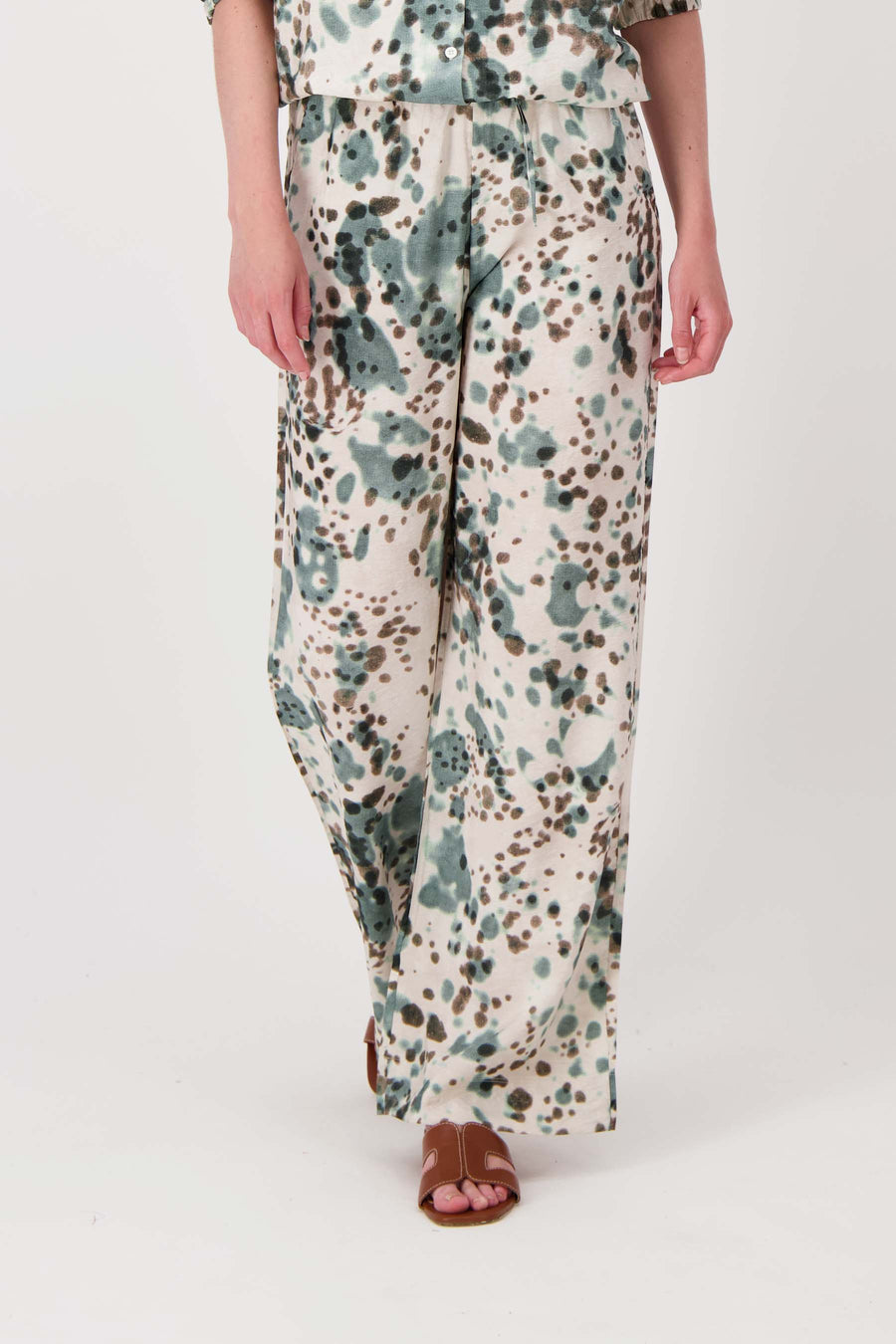 broek met vlekken print | kit / zwart / silver blue