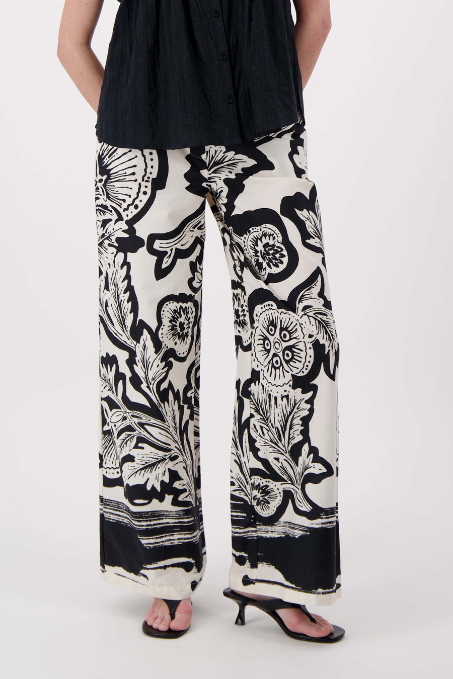 broek met borderprint | zwart / soft kit