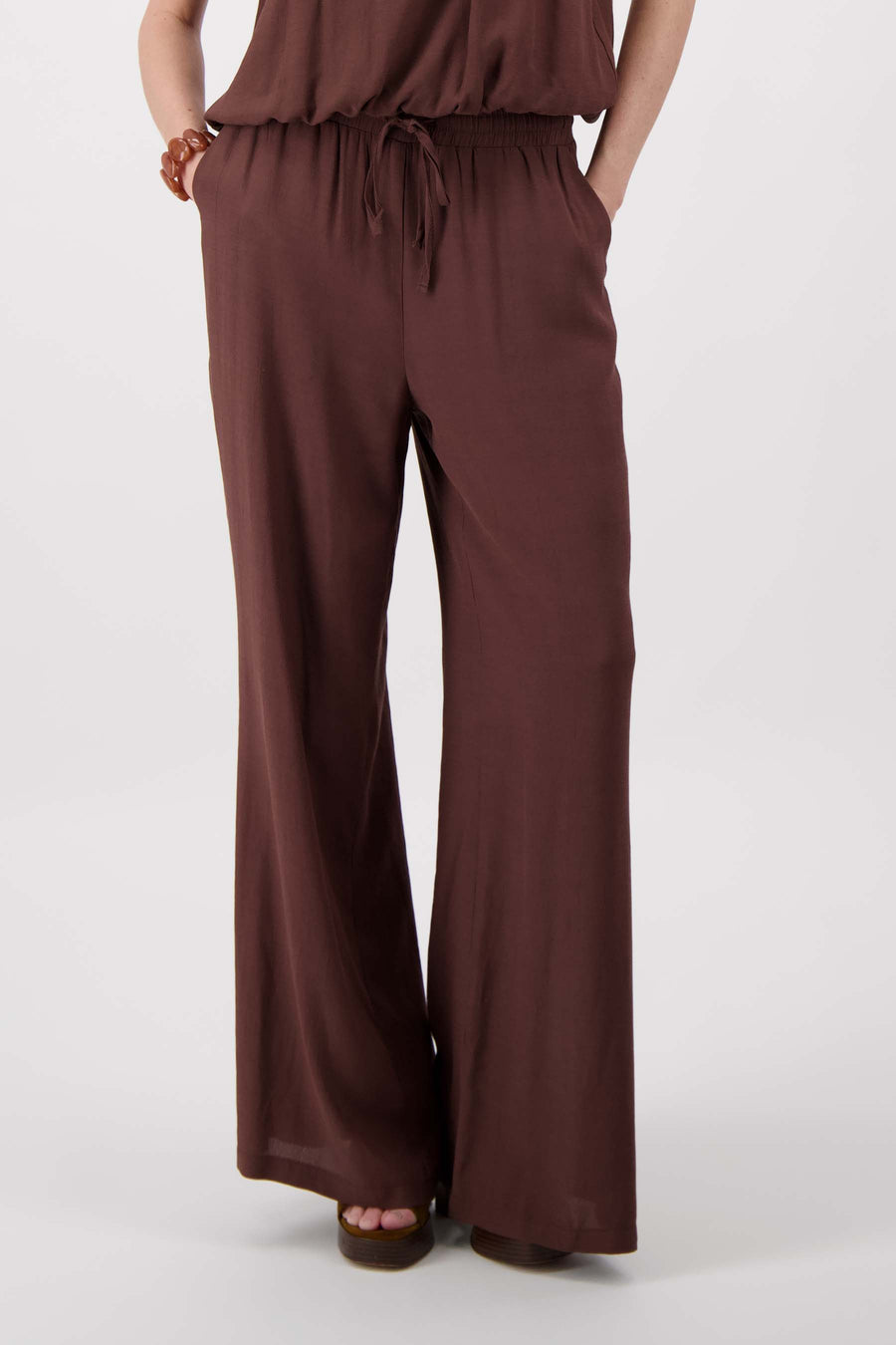 crincle doek fladder broek | brown