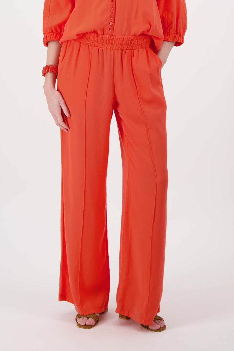 lyocell twill fladder broek | coral