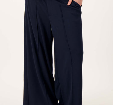 broek in superstretch met bandplooi | dark navy
