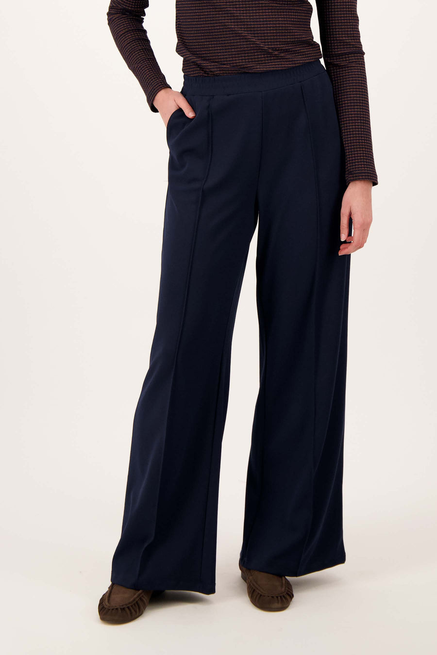 broek met superstretch en naad middenvoor | dark navy