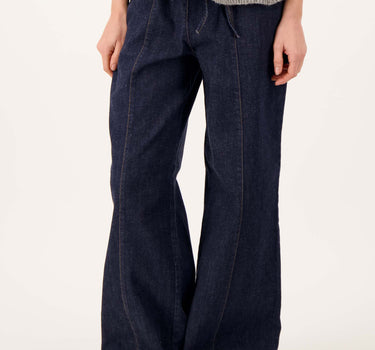 denim wideleg met stretch | dark denim