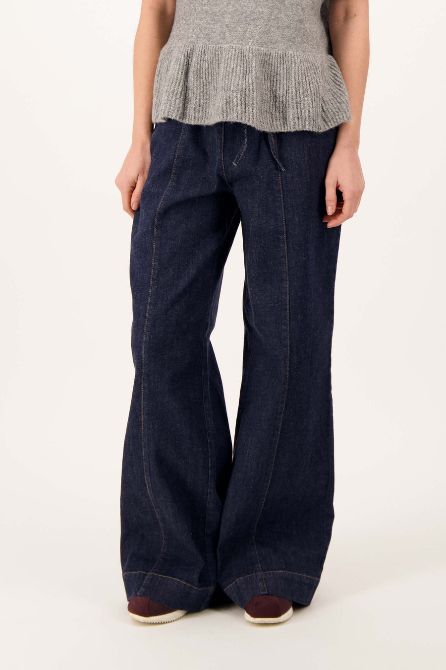 denim wideleg met stretch | dark denim