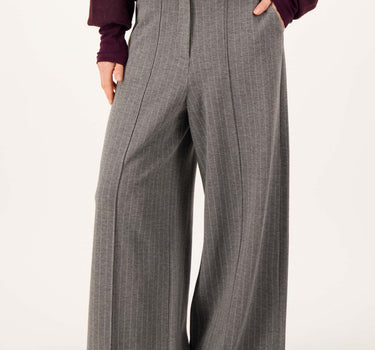 Pinstriped wide-leg pants with stretch | anthracite