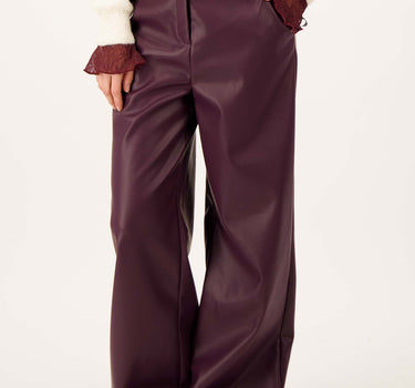PU wide-leg pants | burgundy