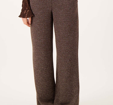 tweed stretch broek met naad middenvoor | dark choco