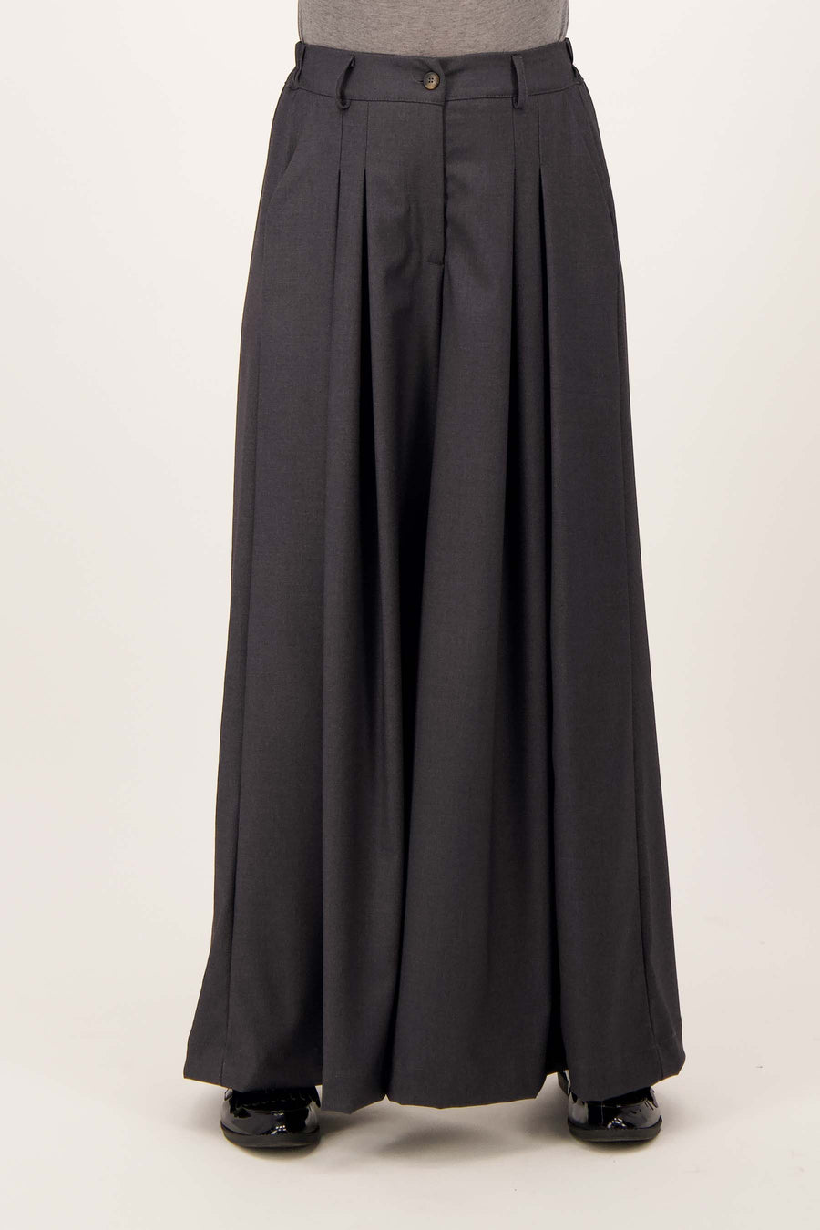 Wijde Broek met Plooi | iron grey