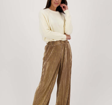 pleated pants | champagne gold