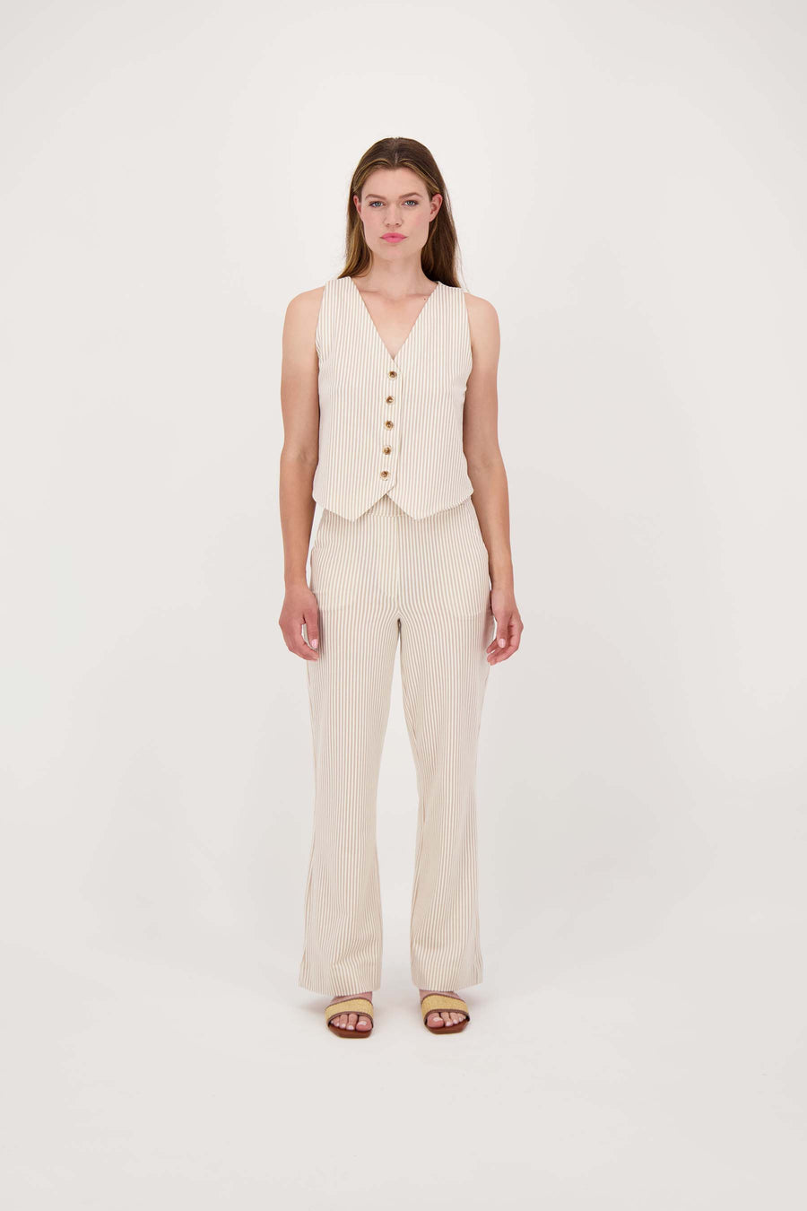 streep broek wijd model | off white / ecru