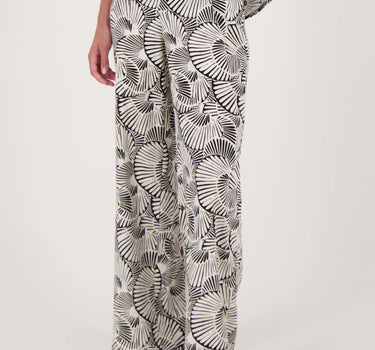 wijde broek met grafische print | off white / black