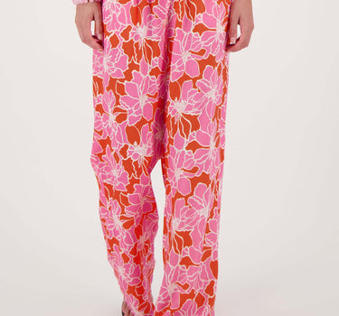 Hose mit Blumenmuster | leuchtend pink/orange