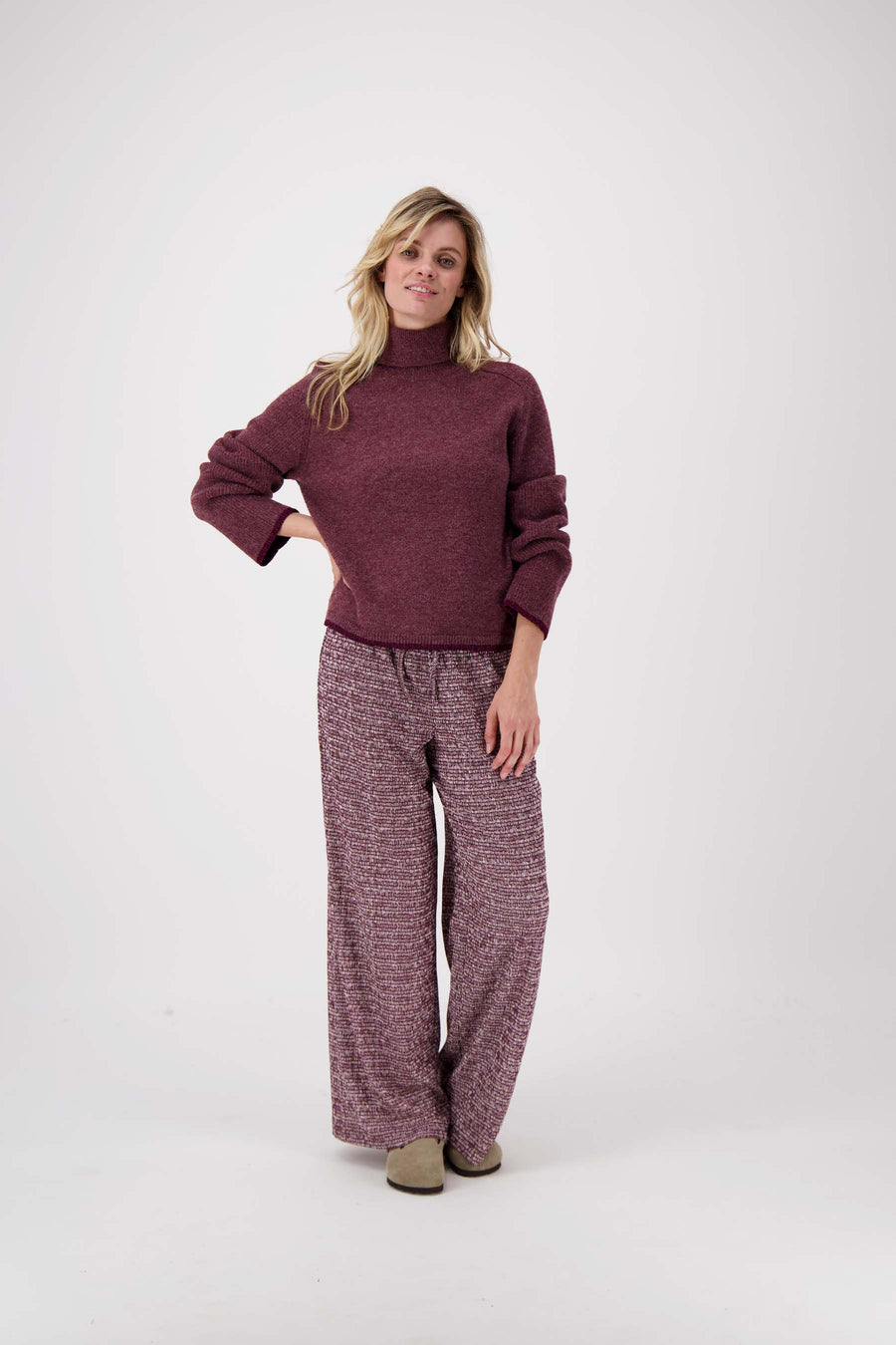 jersey broek met grafische print | wit / port