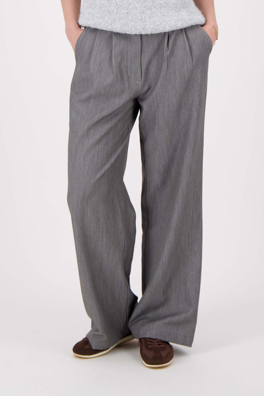 broek met plooien | medium grey