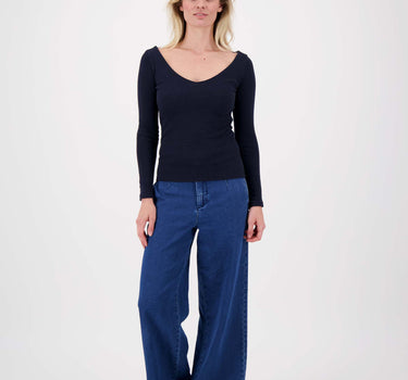 Hose aus Jogger-Denim-Stoff | mittelblauer Denim