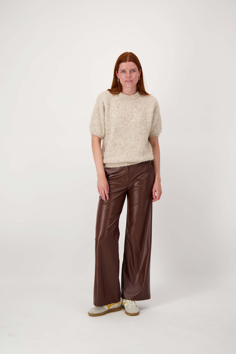 faux glans leren wideleg | mid brown