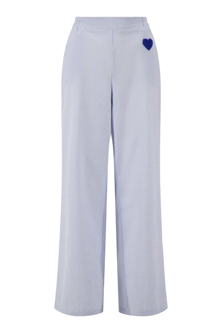 seersucker striped pants | white / light blue