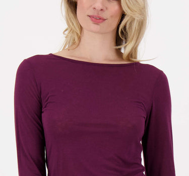 soft basic wool top | eggplant