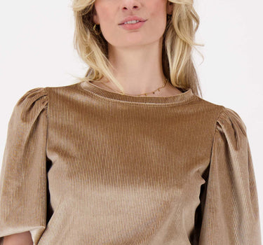 rib velour pofmouw top | kit / goud