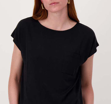 boatneck top with embroidery | black