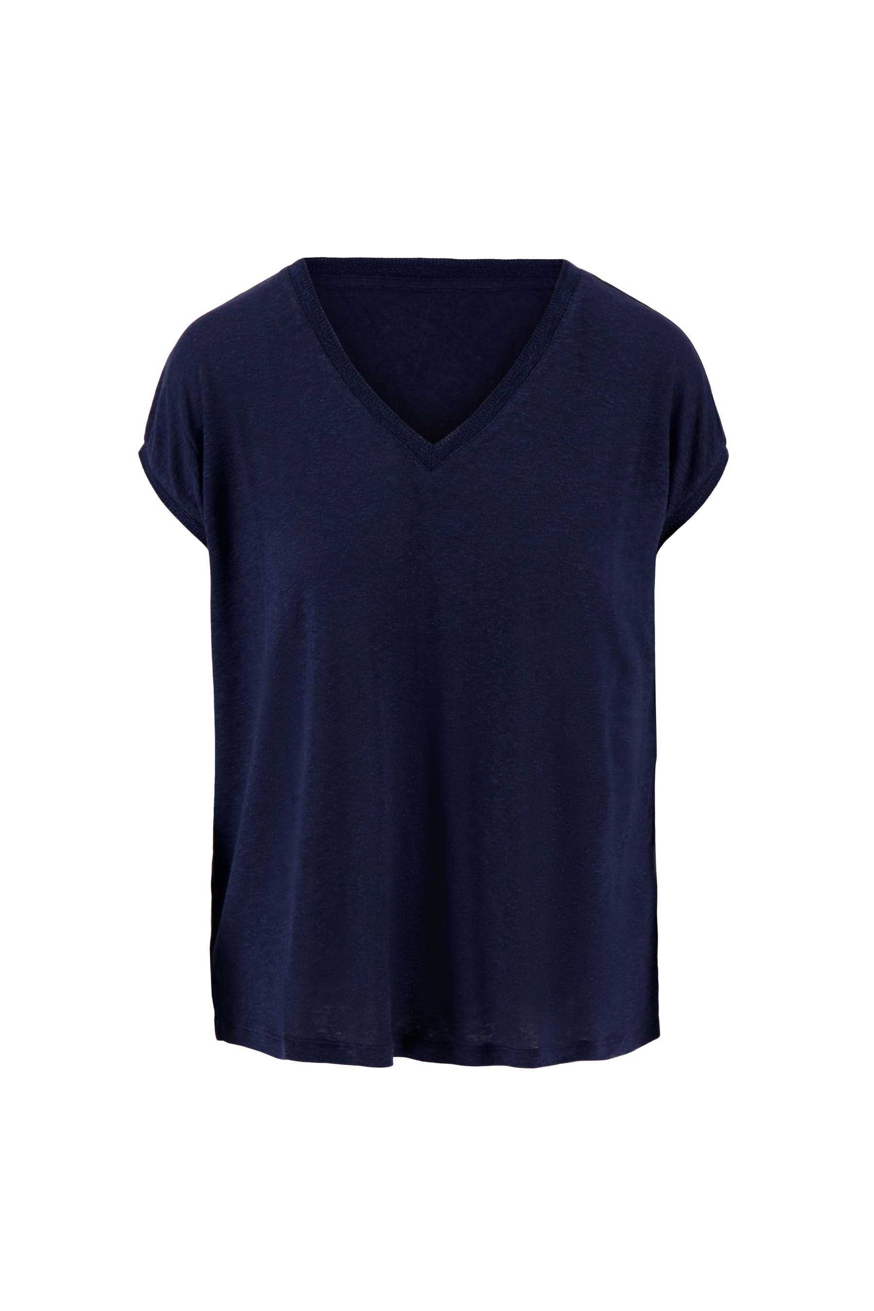 V Hals Top Met Lurex Boord Navy | ZUSSS.nl – Zusss