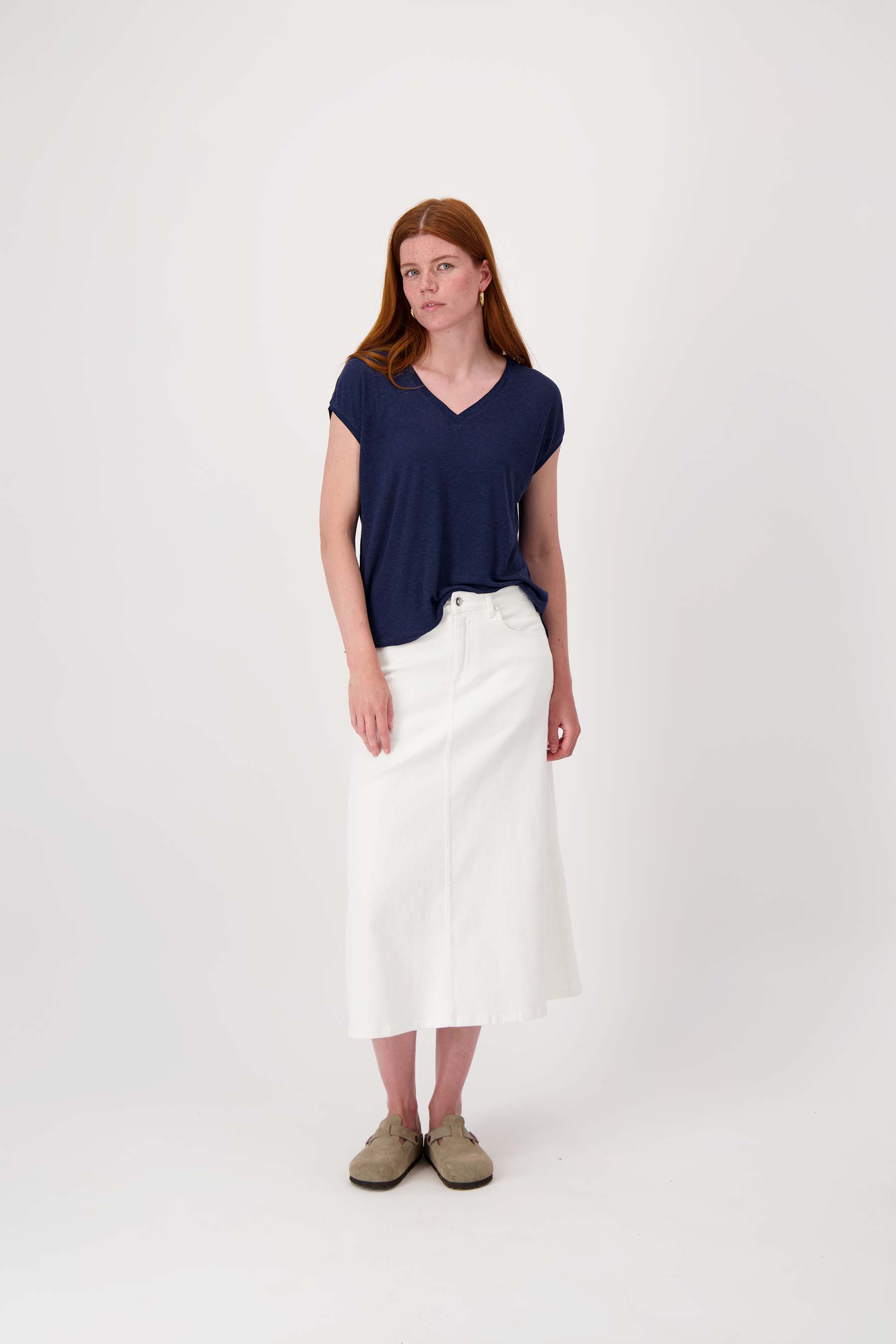 Boord V Hals Top Met Lurex Boord Navy | ZUSSS.nl – Zusss
