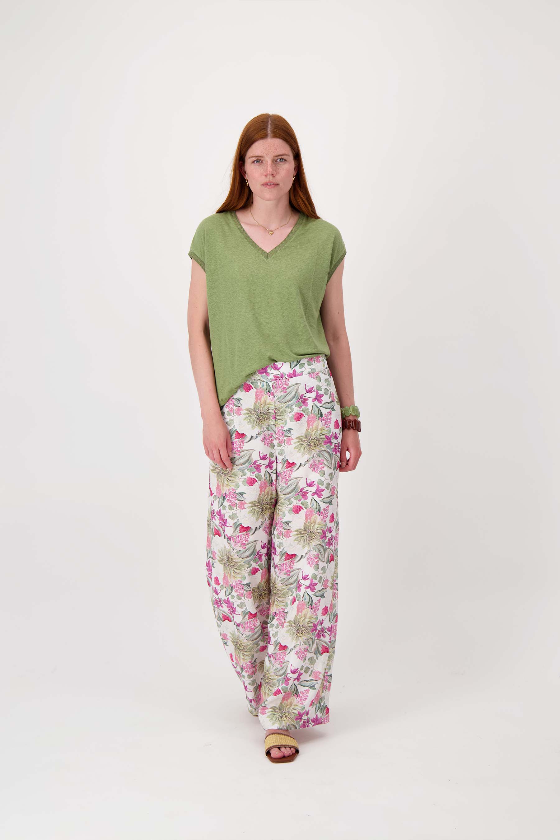 V Hals Top Met Lurex Boord Lichtgroen | ZUSSS.nl – Zusss