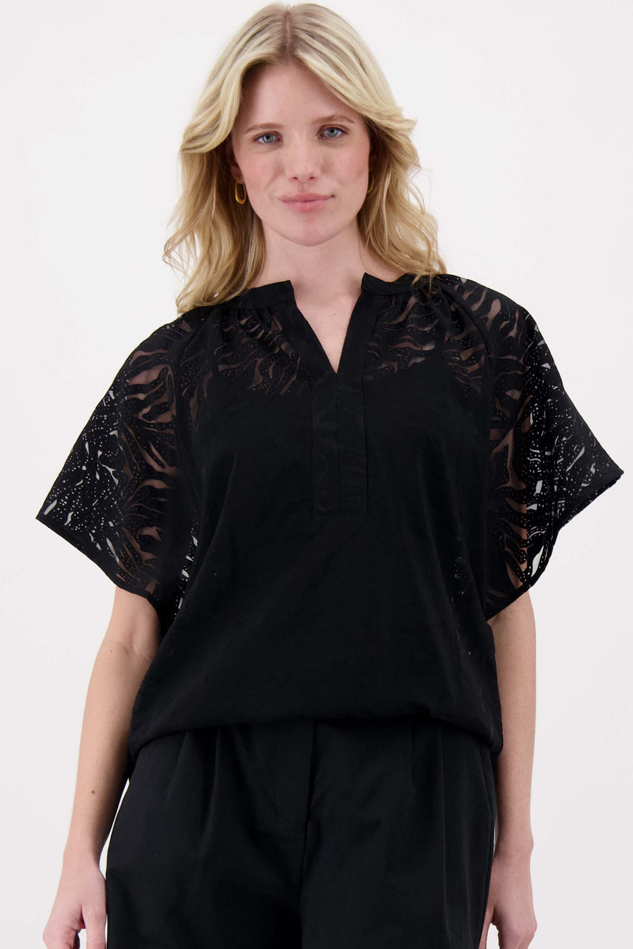 organza top raglan | black