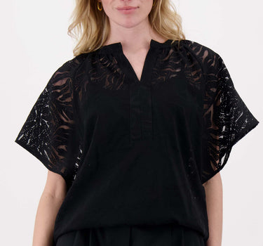 organza top raglan | black