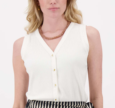 singlet rib met knopen | white