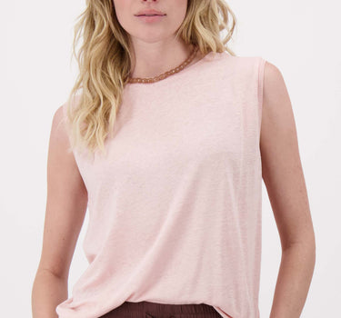 singlet  met lurex boord | soft pink